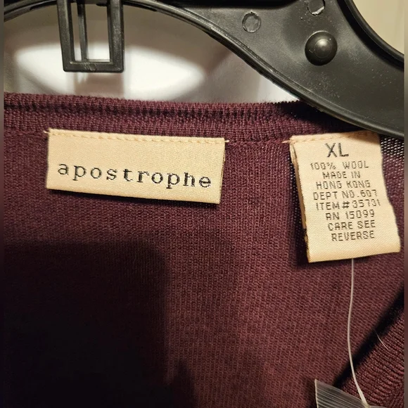 #161 Apostrophe- Burgundy Button-up front Cardigan-sz.XL - Picture 5 of 7